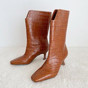 Sam Edelman NWOT women's Lolita Leather Pull-on Ankle Boot, Crocodile, Brown 7.5